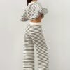 3b9846b6-d35a-4916-ab7c-9854dbf6bec5.jpg Women's Striped V-Neck Long Sleeve Top & Elastic Waist Pants 2-Piece Set