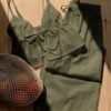Forest Green Textured Camisole & Layered Skort Set