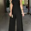Elegant One-shoulder Jumpsuit with Ruffled Off-shoulder Design