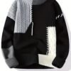 Men's Color-Block Cable Knit Round Neck Sweater