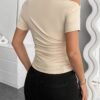 Elegant Off-Shoulder Ruffle Asymmetrical Slim Fit Top