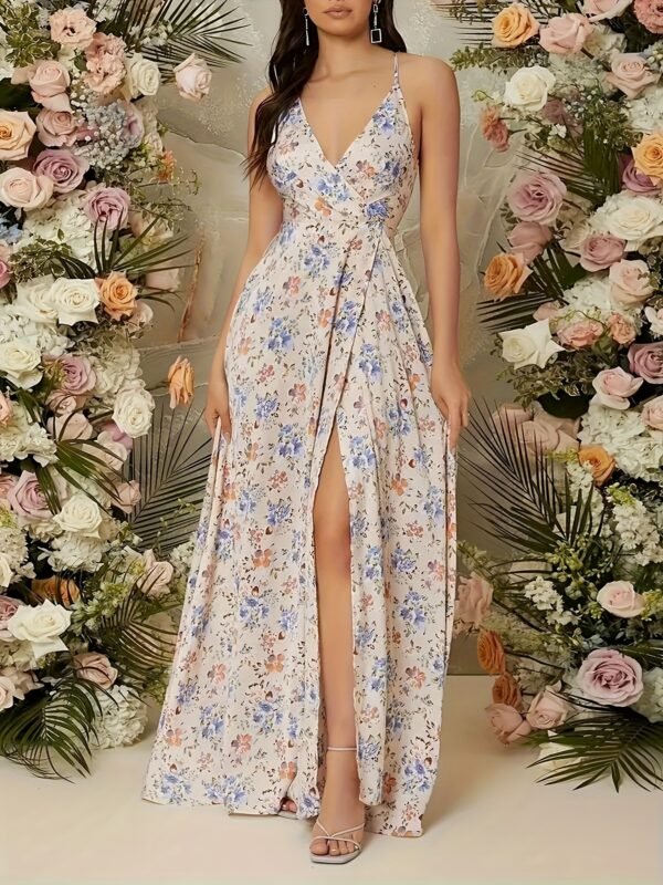 Women's Fashionable and Elegant Floral Slit Dress