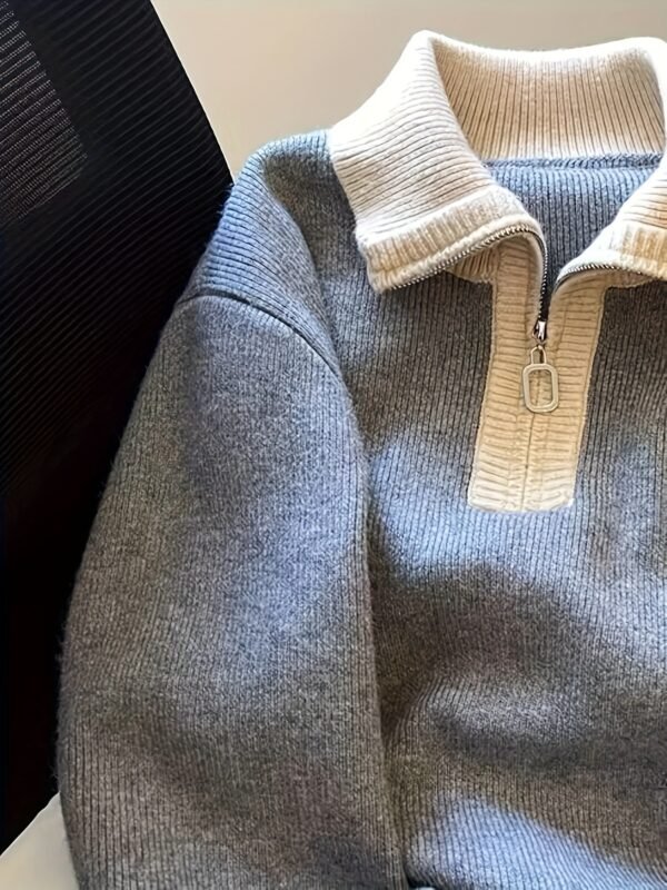 Men's Gentle Style Long Sleeve Zipper Cardigan – Dark Gray