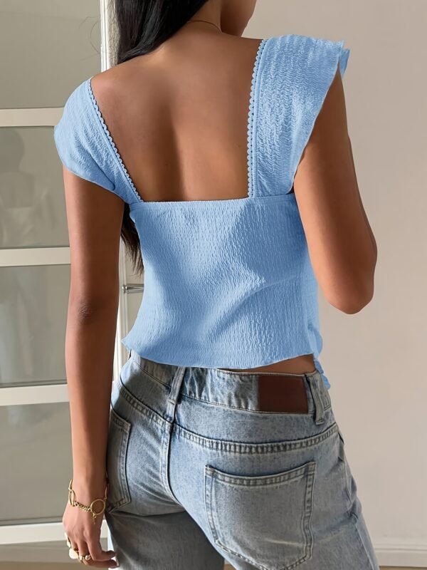 Sky Blue Sweetheart Neck Puff Sleeve Top