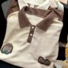 Men's Vintage Waffle Long Sleeve Polo Shirt with Contrast Collar
