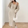 496001df-e474-46c4-860f-d4d1f64c3dec.jpg Autumn Cardigan Long Sleeve Short Top And Dress Set