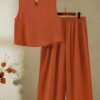 Women's Elegant Orange Skirt Set – Stylish Warm-Tone Fashion Outfit