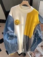 49e646e0-1354-42b3-bbbe-92171eea4481.jpg Women's Color-Block Denim Patchwork Pullover Cardigan