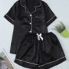 4a9ba9c9-55a7-4070-b00b-22d2267bc079.jpg Women's Satin Button-Up Top with Elastic Waistband black colour