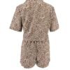 Men's Summer Leaf Print Button-Up Shirt & Shorts 2-Piece Set – Coffee Brown