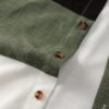 Men's Summer Stand Collar Color Block Shirt & Drawstring Shorts 2-Piece Set – Green & White