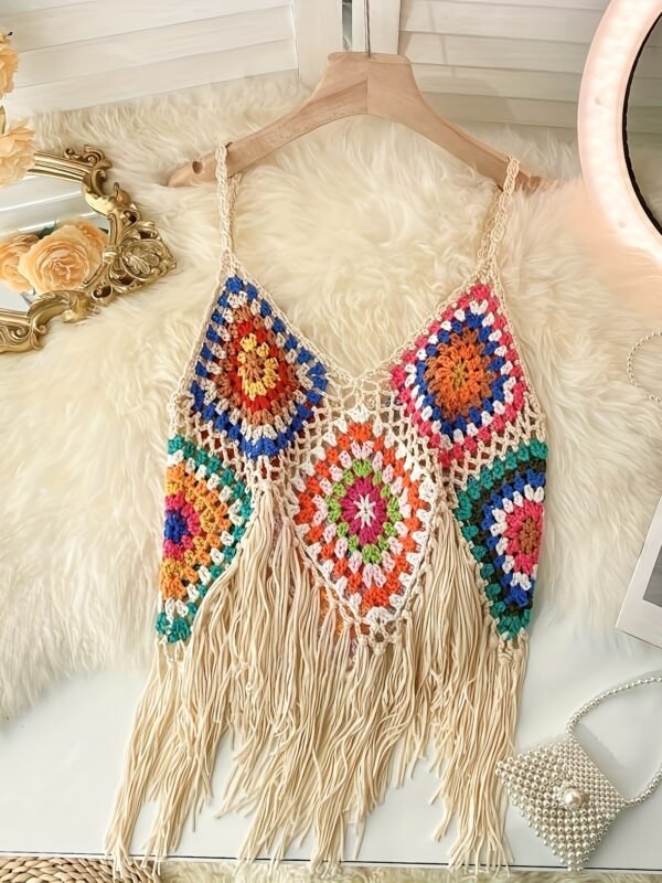 Bohemian Crochet Tassel Beach Cover-Up Dress