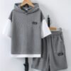 Boys' 2-in-1 Letter Print Short Sleeve Outfit Set