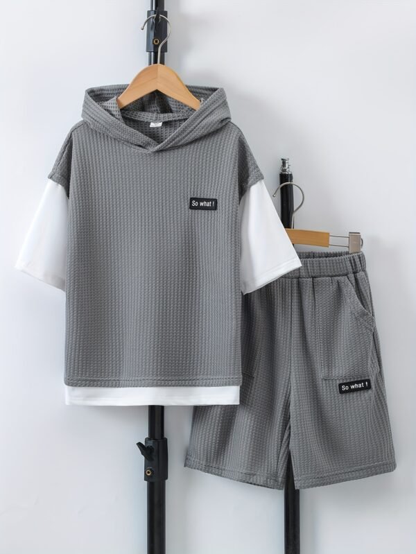 Boys' 2-in-1 Letter Print Short Sleeve Outfit Set