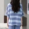 Women's Purple Striped Short Sleeve Pajama Set