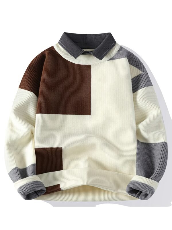 Moremi Fruit Men's Winter Thickened Lapel Contrast Sweater