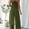 Elegant Casual Solid Color Women's Camisole 2pcs Set Army Green