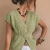 Sleeveless Metal Button Spring Vest Jacket