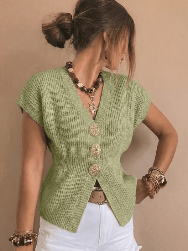Sleeveless Metal Button Spring Vest Jacket