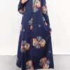 Women's Floral Print Long Sleeve Muslim Dress