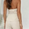 62a0c1fd-aa80-4acd-ae28-0c0f6ccf3adf.jpg Khaki Halter Bow Top & Shorts Set