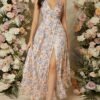Women's Fashionable and Elegant Floral Slit Dress