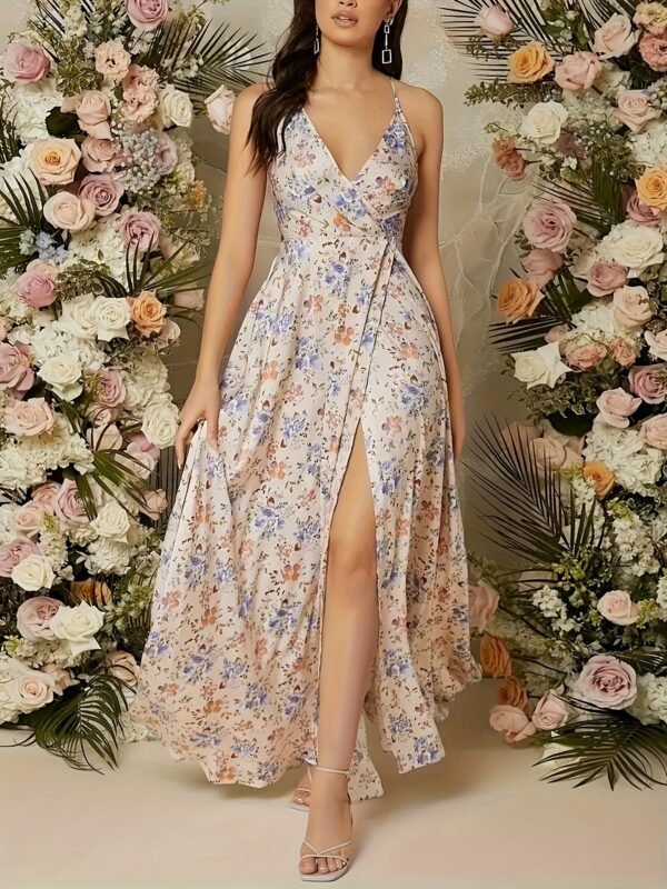 Women's Fashionable and Elegant Floral Slit Dress