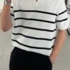 68e63634-3f6d-49af-9e65-2c7d6eea32ff.jpg Men's Business Casual Striped Knit Polo T-Shirt with Contrast Collar