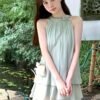6d6fea63df8228fb99eab5ec60717237.jpg Green Sleeveless Top & High-Waist Skirt Co-Ord Set