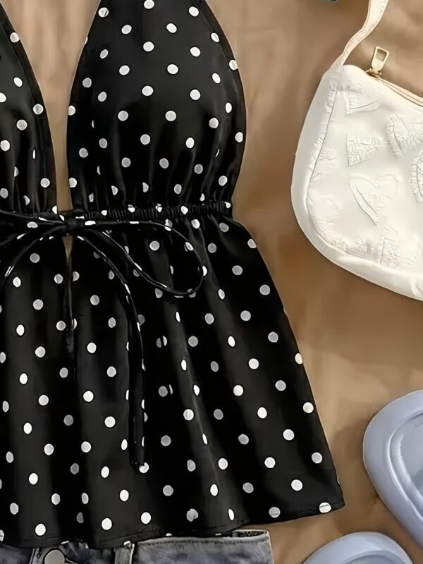 6e2f796a-e1b8-423d-b5ba-f935dfd8a1f4.jpg Sexy Backless Halter Neck Polka Dot Summer Blouse