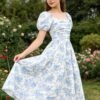 7143d545-2dc9-45ef-bbc9-51ce3584b756.jpg Blue Floral Asymmetrical Hem Midi Dress