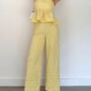 Jacquard Halter Top & Ruffle Hem Pants Set