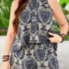 72a15f9e-9108-4b55-a114-3ed80a0d4af9.jpg Women's Gentle Style Halter Neck Tank Top & Wide-Leg Shorts 2-Piece Set