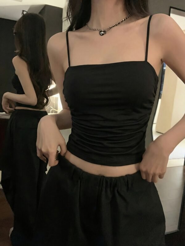 73675ff4c9e44bcdb4b7c376e9a42b4e-goods.jpeg Black Solid Color Women's Sexy Camisole Top