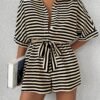 Graphite Striped Casual Mini Dress