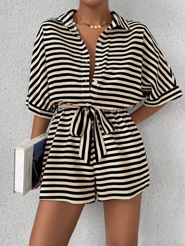 Graphite Striped Casual Mini Dress