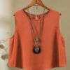 Women's Elegant Orange Skirt Set – Stylish Warm-Tone Fashion Outfit