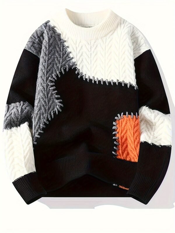 7941ab75-7fc4-4bae-b199-b43902e4caa3.jpg Men's Trendy Spliced Knit Sweater