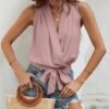 Pink V-Neck Casual Elegant Midi Dress