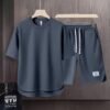 Korean Minimalist Men'S Premium Solid Color 2pcs Set