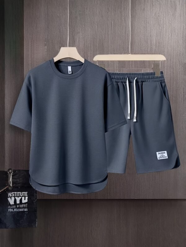 Korean Minimalist Men'S Premium Solid Color 2pcs Set