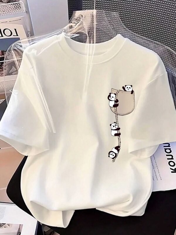 81916d7c-a78c-4a4b-974d-e19f46e5facc.jpg Women's Casual Panda Print Short Sleeve T-Shirt