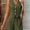 Fern Green Button Vest & Trouser Set