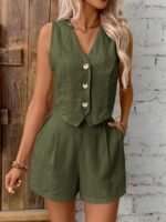 Fern Green Button Vest & Trouser Set