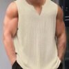 Men's Casual V-Neck Sleeveless Tank Top – Apricot