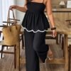 Plus Size Colour-Block Camisole & Pants Set