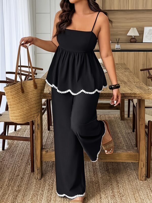 Plus Size Colour-Block Camisole & Pants Set