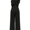 Elegant One-shoulder Jumpsuit with Ruffled Off-shoulder Design