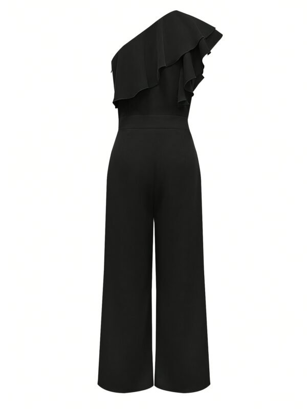 Elegant One-shoulder Jumpsuit with Ruffled Off-shoulder Design