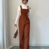 Women's Minimalist Corduroy Suspender Jumpsuit